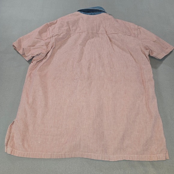 Bobbie Brooks Button Down Women 14W 16W Red White Striped Embroidered Denim - Picture 2 of 4